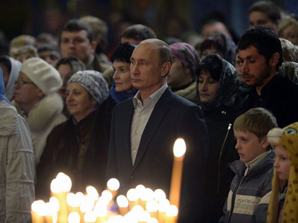 Президент Путин встретил Рождество в новом храме города Сочи